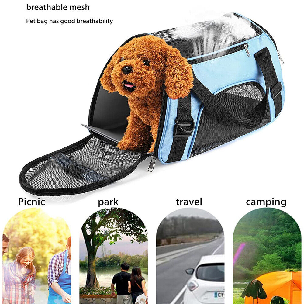 Large Pet Carrier Bag Portable Soft Fabric Folding Dog Cat Travel Bags-black