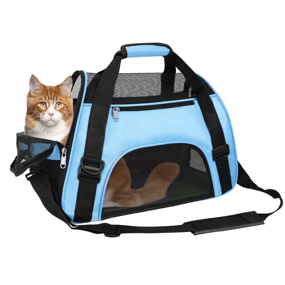 Large Pet Carrier Bag Portable Soft Fabric Folding Dog Cat Travel Bags-black