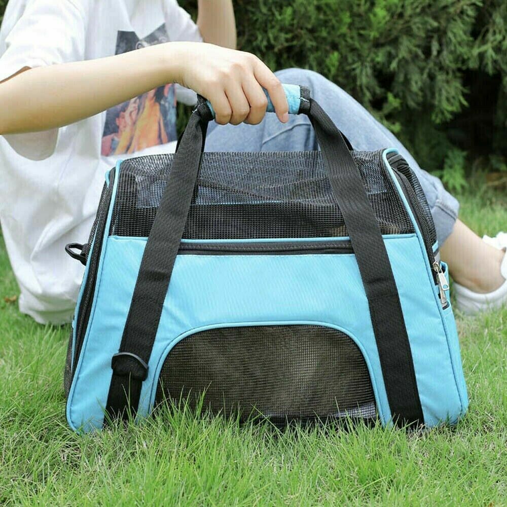 Large Pet Carrier Bag Portable Soft Fabric Folding Dog Cat Travel Bags-black