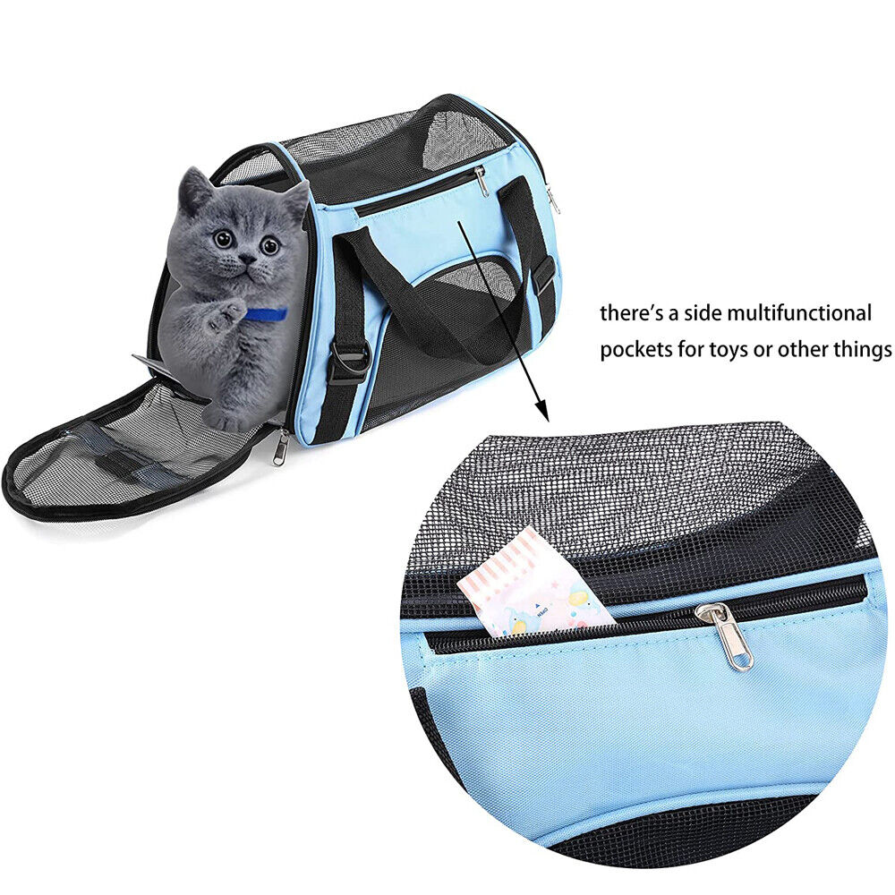 Large Pet Carrier Bag Portable Soft Fabric Folding Dog Cat Travel Bags-black
